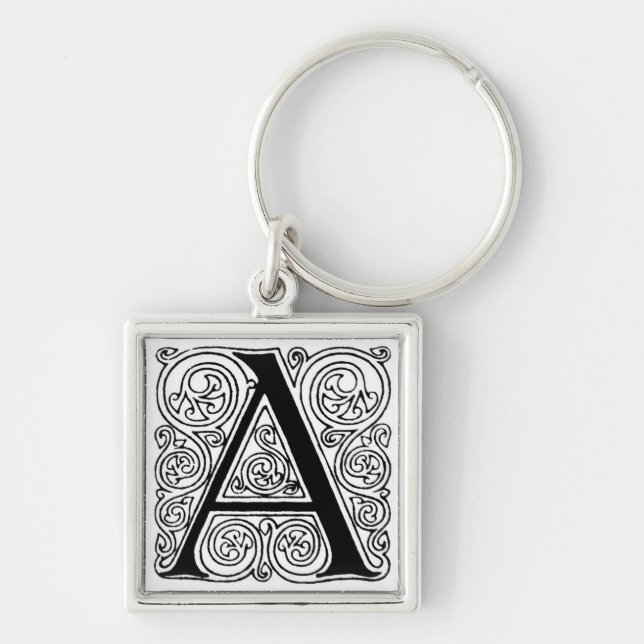 Black & White Letter 'A' - Keychain (Front)