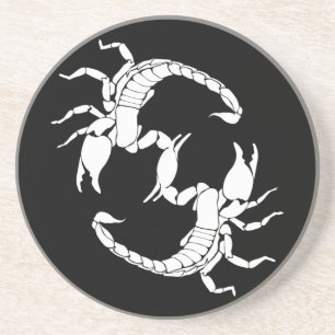 Black & White Letter S - Two Scorpions Coaster