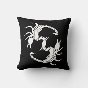 Black & White Letter S - Two Scorpions Cushion