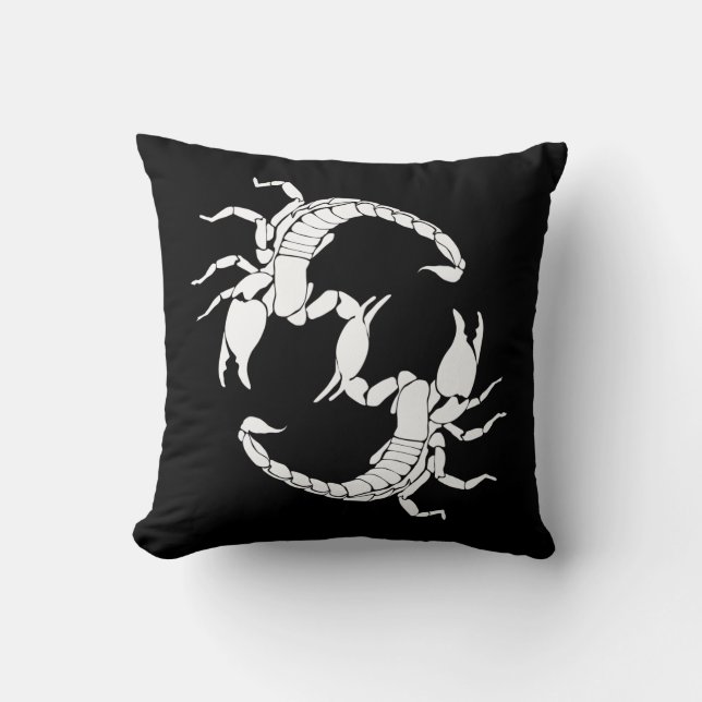 Black & White Letter S - Two Scorpions Cushion (Front)
