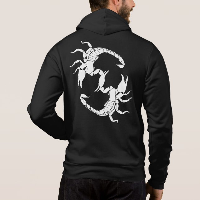 Black & White Letter S - Two Scorpions Hoodie (Back)