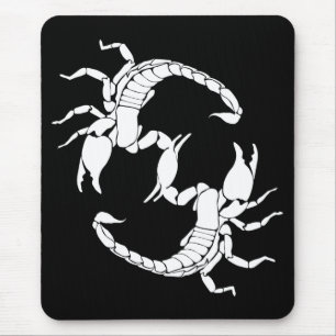 Black & White Letter S - Two Scorpions Mouse Pad