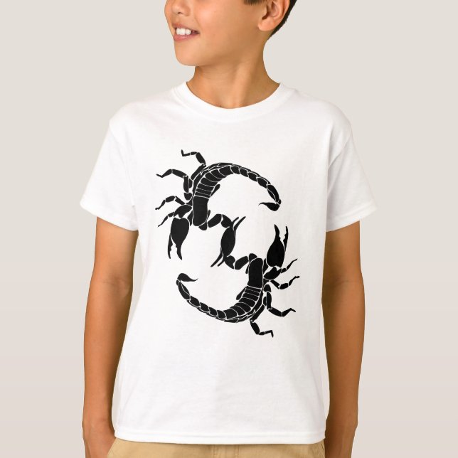 Black & White Letter S - Two Scorpions T-Shirt (Front)