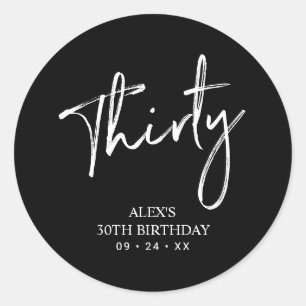 Black & White   Lettering Birthday Favour Thank yo Classic Round Sticker