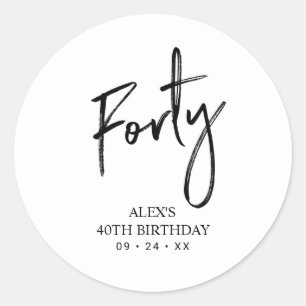 Black & White   Lettering Birthday Favour Thank yo Classic Round Sticker
