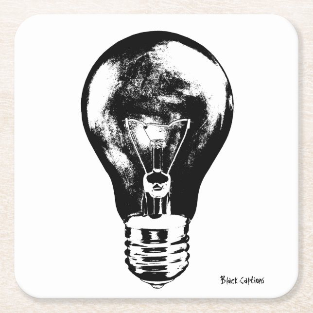 Black & White Light Bulb - Coasters (Front)