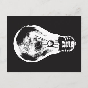 Black & White Light Bulb - Postcard