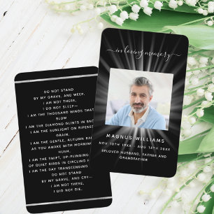 Black white light photo funeral prayer card
