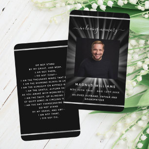 Black white light photo funeral prayer card