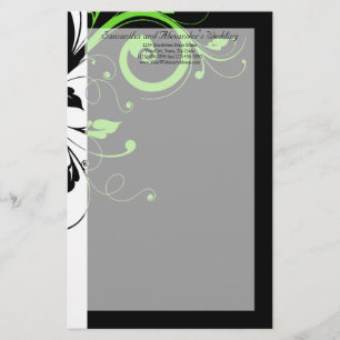 Black/White/Lime Green Bold Swirl Wedding Stationery
