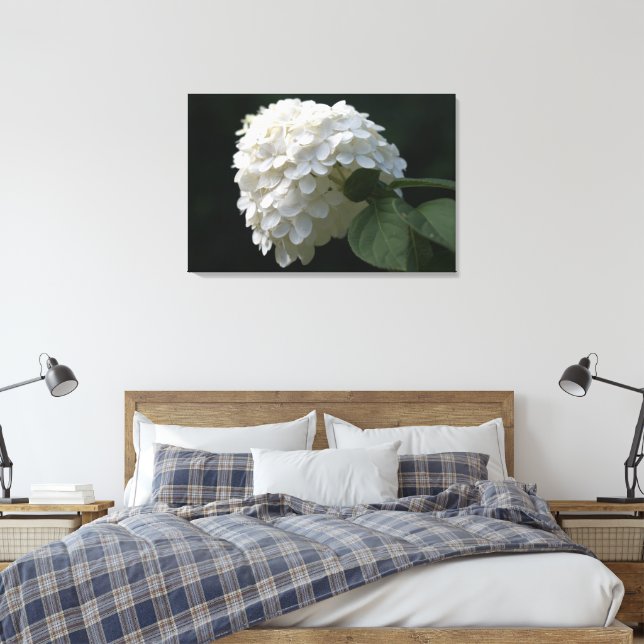 Black White Lime Hydrangea Flower Canvas Print (Insitu(Bedroom))