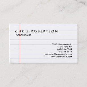 Black White Lined Paper Pattern Business Card