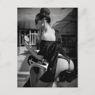 Black &  White Lingerie Model art postcard