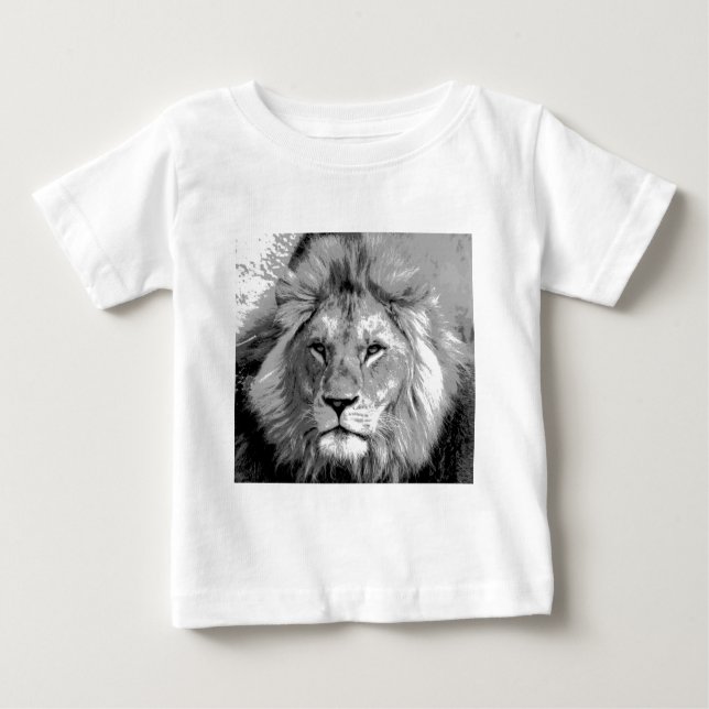 Black White Lion Baby T-Shirt (Front)