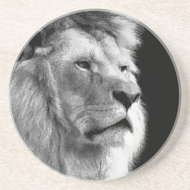 Black White Lion Coaster (Front)