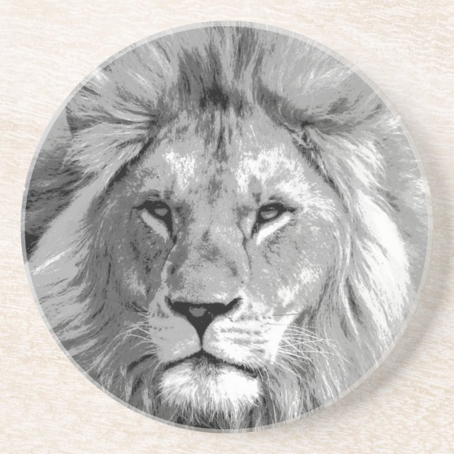 Black White Lion Coaster (Front)