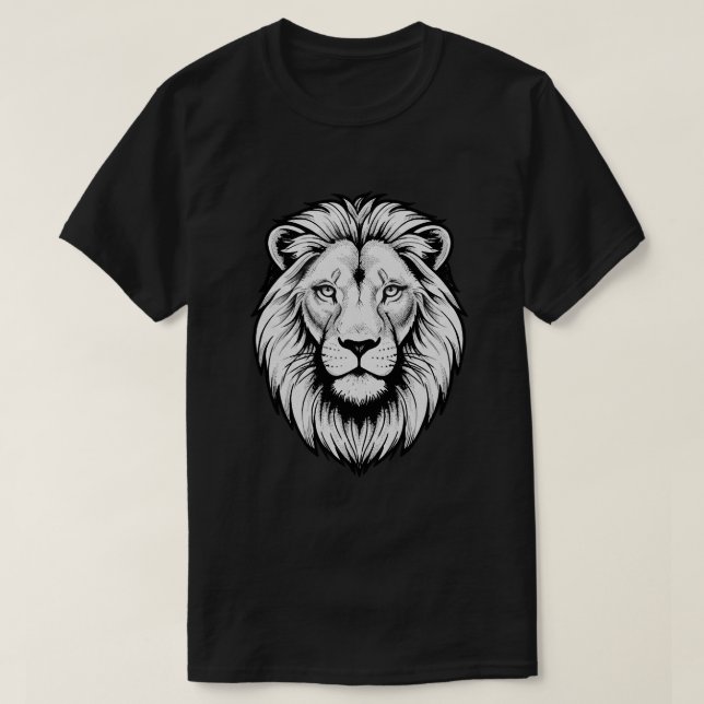 Black & White Lion Face T-Shirt (Design Front)
