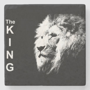 Black & White Lion Head Modern Pop Art Template Stone Coaster