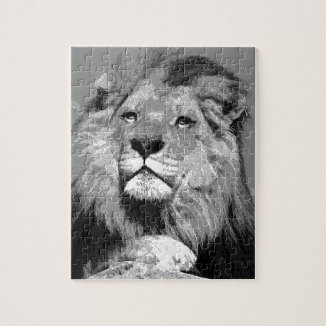 Black & White Lion Jigsaw Puzzle (Vertical)