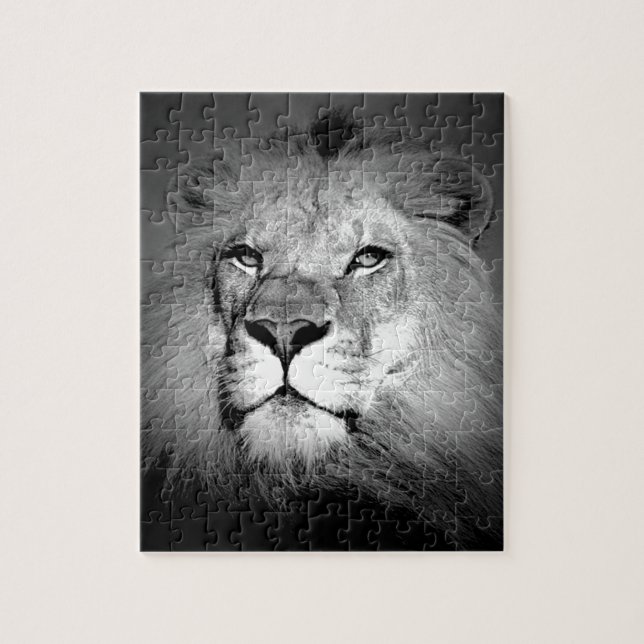 Black & White Lion Jigsaw Puzzle (Vertical)