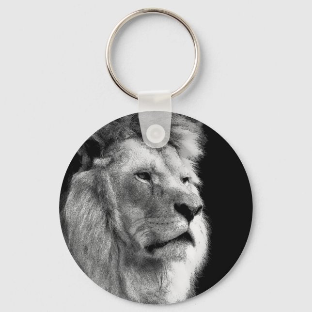 Black White Lion Key Ring (Front)