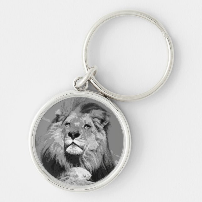 Black & White Lion Key Ring (Front)