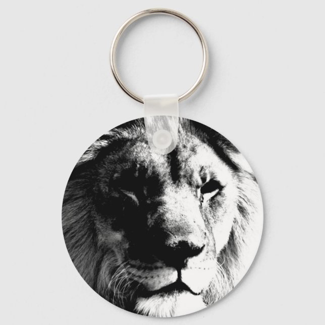 Black & White Lion Key Ring (Front)