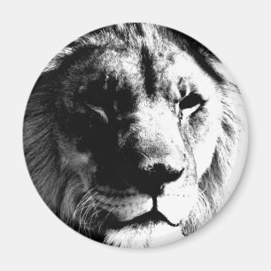 Black & White Lion Magnet