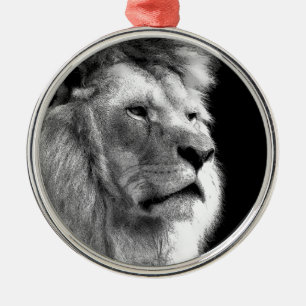 Black White Lion Metal Tree Decoration