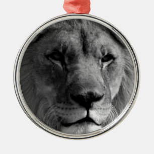 Black & White Lion Metal Tree Decoration