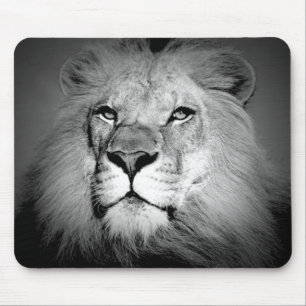 Black & White Lion Mouse Pad