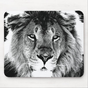 Black & White Lion Mouse Pad