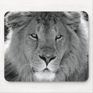 Black & White Lion Mouse Pad