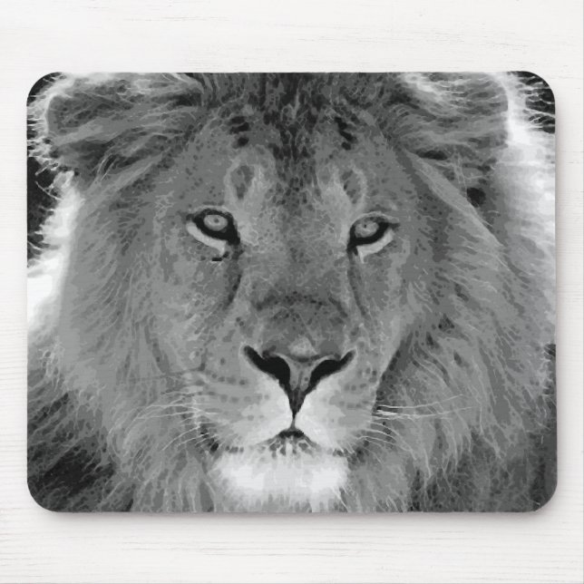 Black & White Lion Mouse Pad (Front)