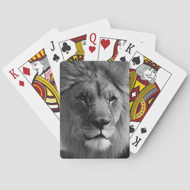 Black & White Lion Playing Cards (Back)