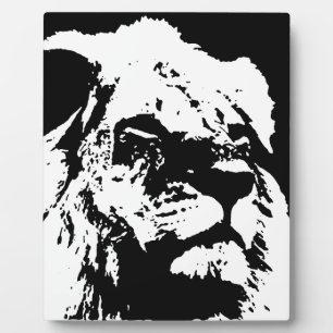 Black & white lion pop art plaque
