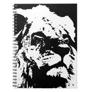 Black & white lion pop art spiral notebook