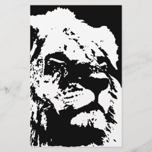 Black & white lion pop art stationery