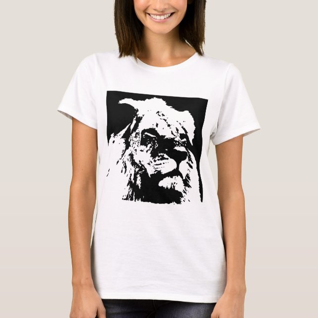 Black & white lion pop art T-Shirt (Front)