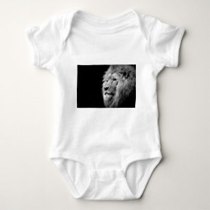 Black White Lion Portrait - Animal Photography Baby Bodysuit