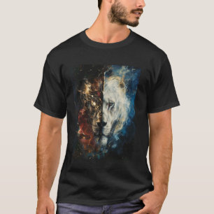 Black White Lion Space Stars Moon King of The Jung T-Shirt