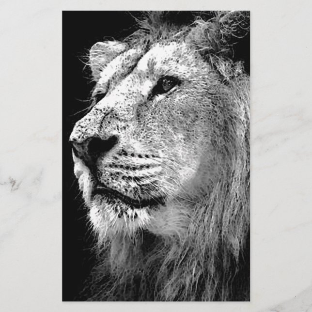 Black & White Lion Stationery (Front)