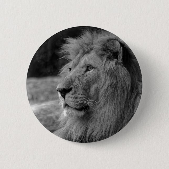 Black & White Lion - Wild Animal 6 Cm Round Badge (Front)