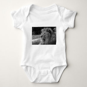 Black & White Lion - Wild Animal Baby Bodysuit