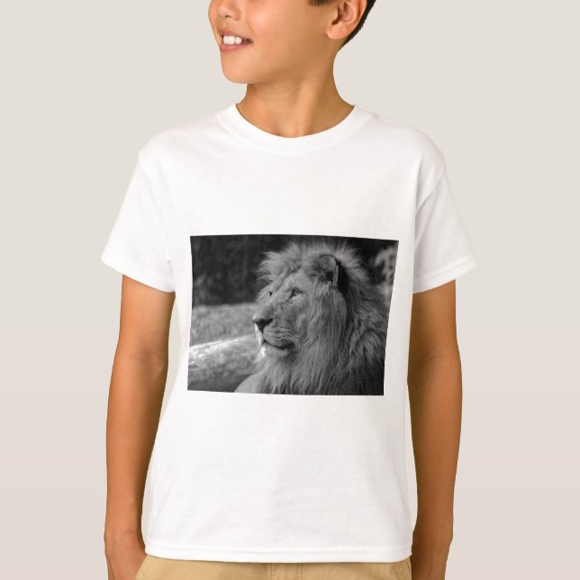 Black & White Lion - Wild Animal T-Shirt (Front)