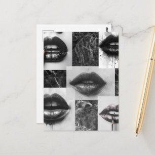 Black & White Lips Collage Postcard