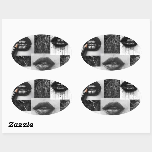 Black & White Lips Collage Sticker  Modern Fashion (Sheet)