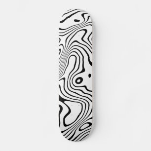 Black White liquid swirl Abstract Design Skateboard