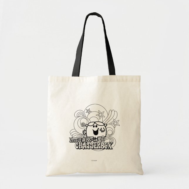 Black & White Little Miss Chatterbox Tote Bag (Front)