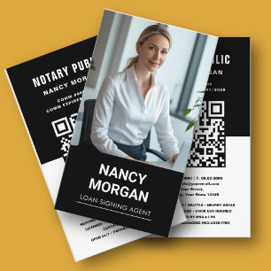 Black White Loan Signing Agent QR Code Photo Business Card